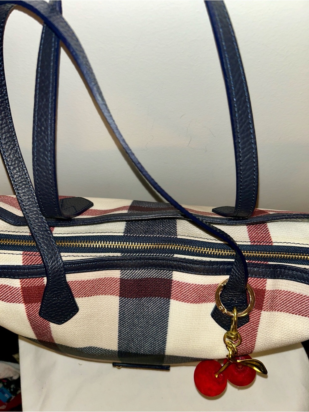 Blue Label Crest bridge (Burberry) Tote Bag with Cherry Charm. Like New! - Picture 4 of 14